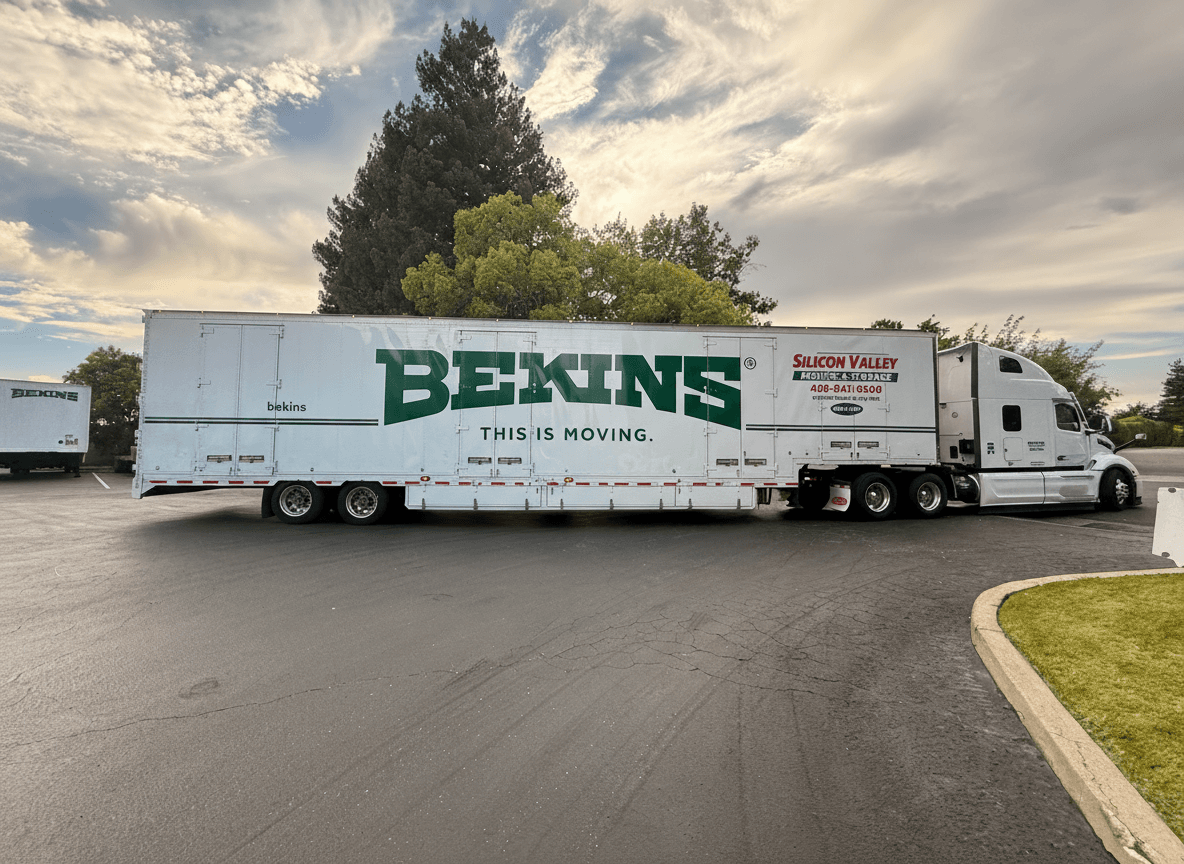 Silicon Valley Moving & Storage Bekins truck serving Bay Area businesses since 1990