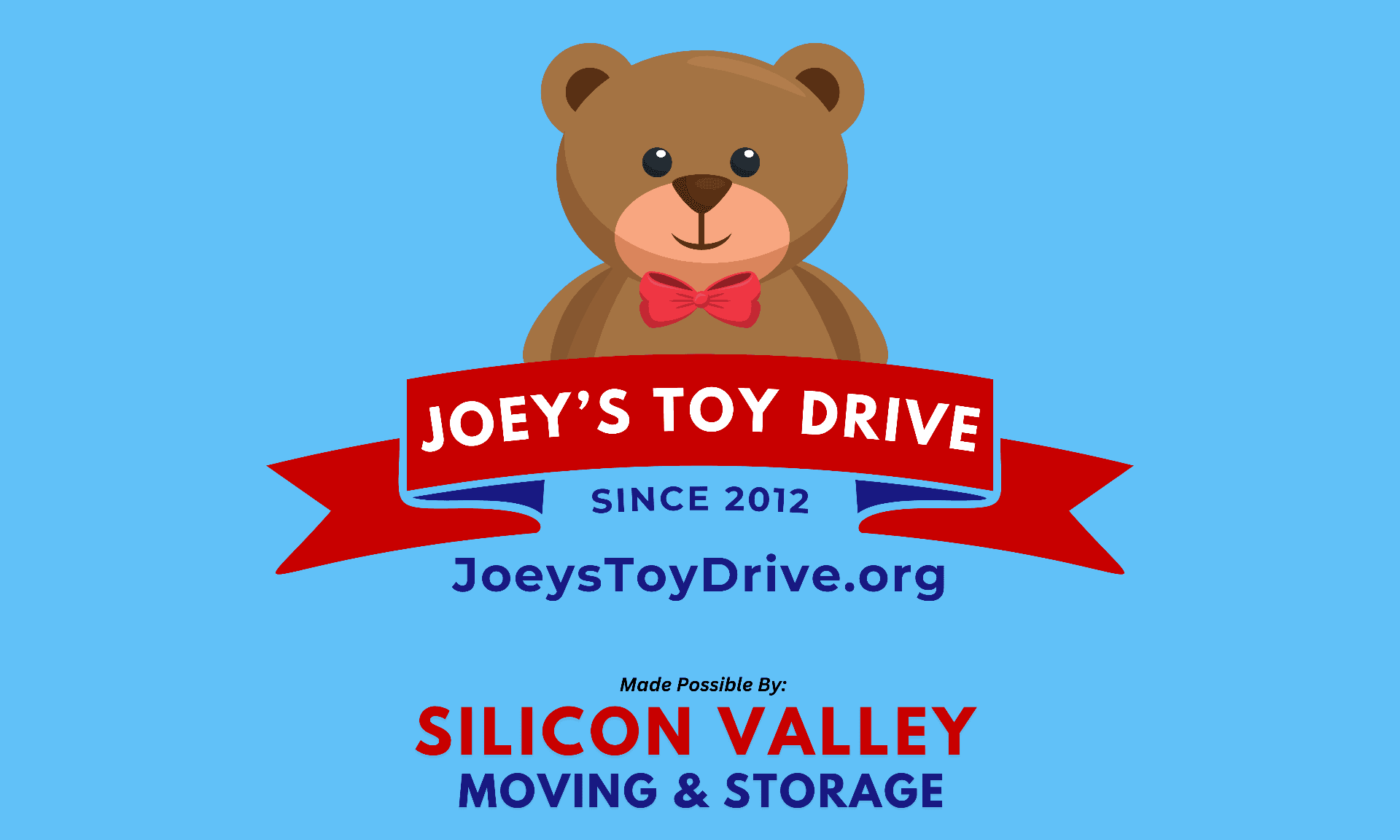 Joey's Toy Drive logo featuring teddy bear mascot